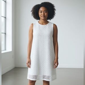 NANETTE LEPORE ladies white embroidered shift dress excellent condition size 14